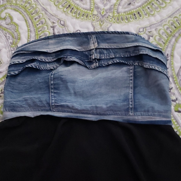 Strapless Jean Chambray High-Lo Dress - Picture 3 of 5